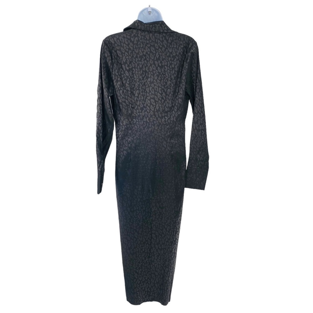 Petal & Pup NEW Tanzy Satin Formal Collared Shirt Dress in Black Leopard Size XS - Picture 7 of 12
